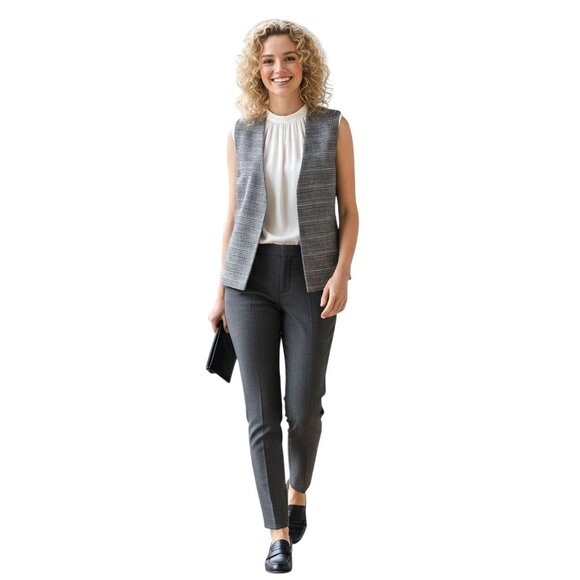 Sincerely Jules Jackets & Blazers - Sincerely Jules Black & White Glen Plaid Sleeveless Vest Womens Size Small